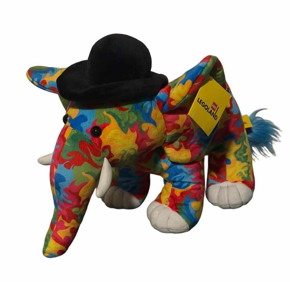LEGOLAND Elephant Plush Toy with Hat Multicolor Camo Pattern